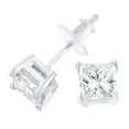 thumbnail image 1 of AFFY Princess Cut White Natural Diamond Stud Earrings In 14k White Gold, 1 of 2