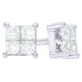 thumbnail image 1 of AFFY Princess-Cut White Natural Diamond Stud Earrings in 10K White Gold (0.25 Cttw ), 1 of 1
