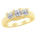 thumbnail image 1 of AFFY Princess Cut White Natural Diamond Three Stone Anniversary Ring in 14k Yellow Gold Ring Size : 4, 1 of 1