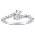 thumbnail image 1 of AFFY Princess Cut White Natural Diamond Two Stone Bypass Engagement Ring In 14K Solid White Gold (0.25 Cttw), 1 of 1