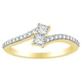 thumbnail image 1 of AFFY Princess Cut White Natural Diamond Two Stone Bypass Engagement Ring In 14K Solid Yellow Gold (0.25 Cttw), 1 of 1