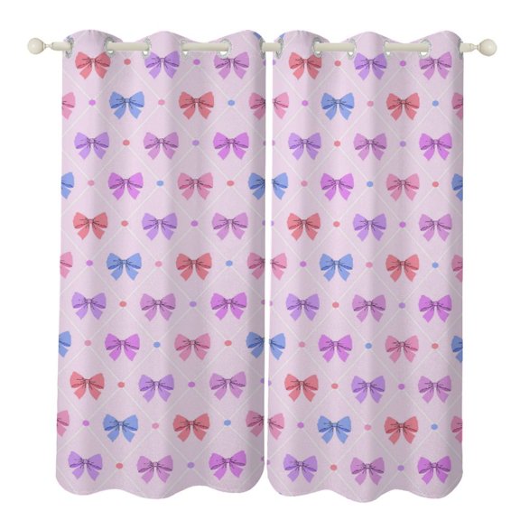 Princess Cute Bow 2 Panels Curtains for Bedroom Living Room Drapes Kitchen Window Curtain Home Decor