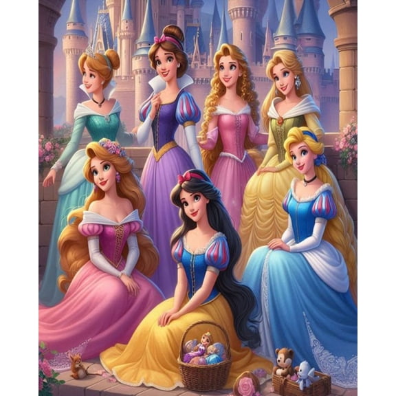 Princess Diamond Painting Kit, Castle Diamond Canvas, Round 5D Diamond Art for Adults,Gem Art Painting with Diamond Home Wall Decor 12X16 Inch