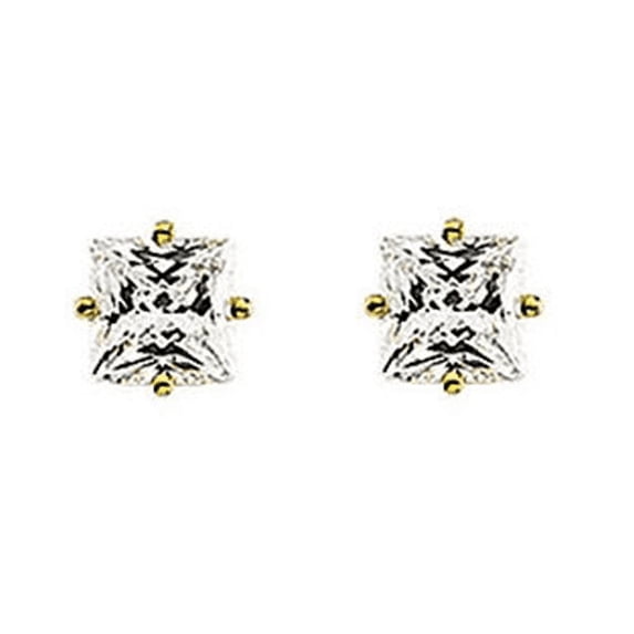Princess Diamond Stud Earrings 14k Yellow Gold (0.63 Ct,F Color,I1 Clarity)