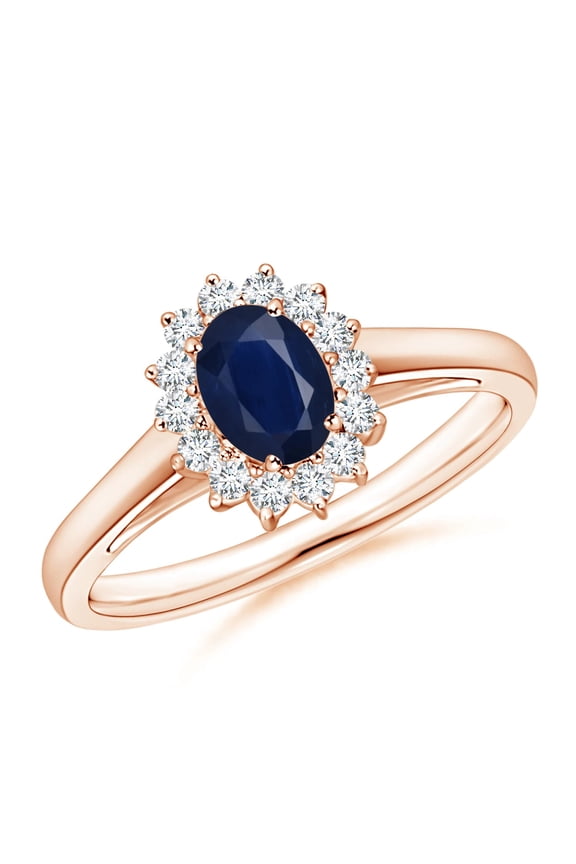 Princess Diana Inspired 1 Ctw Blue Sapphire 925 Silver Rose Plated Ring