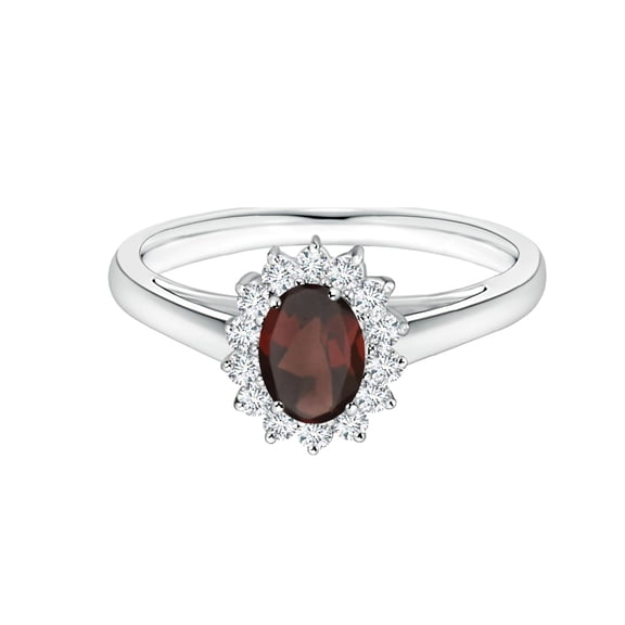 Princess Diana Inspired Oval 1 Ctw Garnet Gemstone 925 Sterling Silver Women Ring