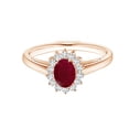 thumbnail image 1 of Princess Diana Inspired Oval 1 Ctw Ruby 925 Sterling Silver Women Ring, 1 of 4