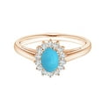 thumbnail image 1 of Princess Diana Inspired Oval 1 Ctw Turquoise Rose Plated 925 Sterling Silver Women Engagement Ring, 1 of 5