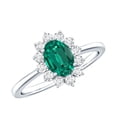 thumbnail image 1 of Rosec Jewels Certified Lab Grown Emerald Oval Engagement Ring (5X7mm, AAAA Grade) - Emerald Diamond Ring - with Jewelry Box, 925 Sterling Silver, US 10.00, 1 of 8