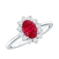 thumbnail image 1 of Rosec Jewels Certified Lab Grown Ruby Oval Engagement Ring - 1.5 Carat - AAAA Grade - Ruby Diamond Ring - with Jewelry Box, 10K White Gold, US 12.00, 1 of 8