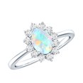 thumbnail image 1 of Rosec Jewels Princess Diana Inspired Ring, Oval Shape Ethiopian Opal Ring with Diamond Halo, 18K White Gold, US 5.50, 1 of 10