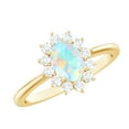 thumbnail image 1 of Rosec Jewels Princess Diana Inspired Ring, Oval Shape Ethiopian Opal Ring with Diamond Halo, 18K Yellow Gold, US 9.50, 1 of 10