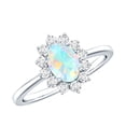 thumbnail image 1 of Rosec Jewels Oval Ethiopian Opal Engagement Ring with Diamond Halo - 5X7 mm - Princess Diana Inspired Ring - with Jewelry Box, 925 Sterling Silver, US 4.00, 1 of 9