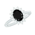 thumbnail image 1 of Rosec Jewels Natural Black Onyx Oval Engagement Ring with Halo (6X8mm, AAA Grade) - Black Onyx Diamond Ring - with Jewelry Box, 14K White Gold, US 12.00, 1 of 9