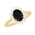 thumbnail image 1 of Rosec Jewels Natural Black Onyx Oval Engagement Ring with Halo (6X8mm, AAA Grade) - Black Onyx Diamond Ring - with Jewelry Box, 14K Yellow Gold, US 8.00, 1 of 9