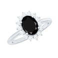 thumbnail image 1 of Rosec Jewels Natural Black Onyx Oval Engagement Ring with Halo (6X8mm, AAA Grade) - Black Onyx Diamond Ring - with Jewelry Box, 18K White Gold, US 8.00, 1 of 6