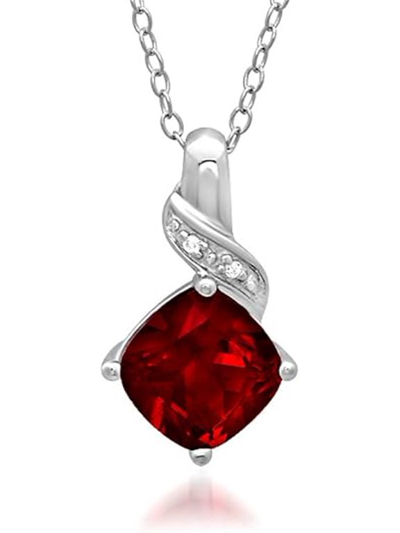 Handmade Natural Ruby Stone Sterling Silver Diana Style Pendant For Women