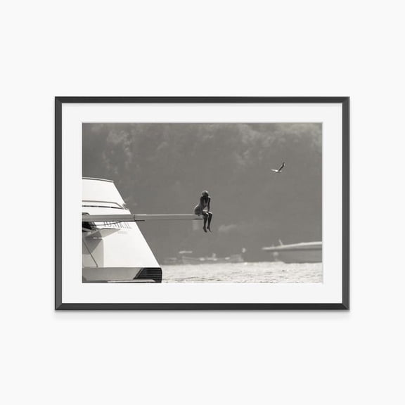 Princess Diana on Yacht Photography Prints Diving Board Retro Poster Black and White Wall Art Museum Quality Photography Poster