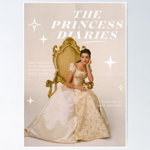 Princess Diaries Alternative Minimalist Crown Royalty Cinematic Graphic Art, Unframed Poster