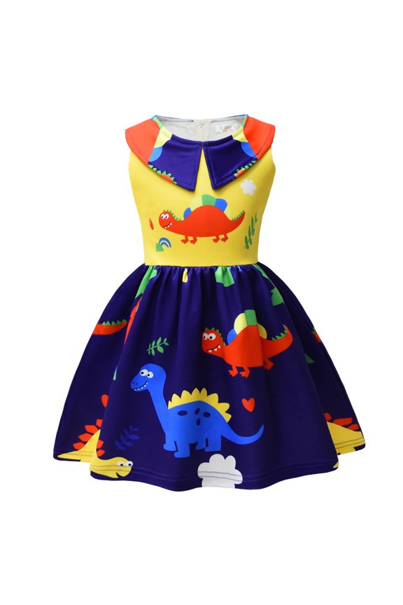 Princess Dinosaur Bowknot Dress for Girl Birthday Party Fancy Outfits Costume