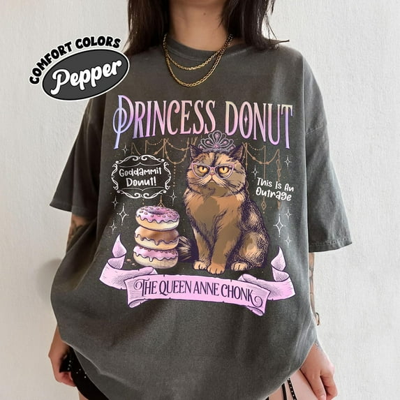 Princess Donut Comfort Colors T-Shirt, Dungeon Crawler Carl Shirt, Sci-Fi Book Lover Tee, Bookish Apparel for Book Lovers,Pepper Color,Size 2XL