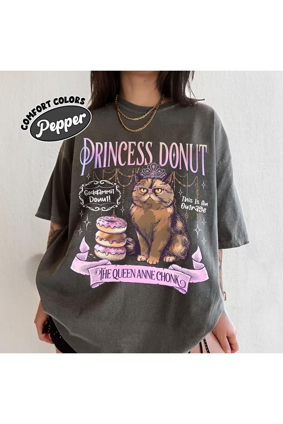 Princess Donut Comfort Colors T-Shirt, Dungeon Crawler Carl Shirt, Sci-Fi Book Lover Tee, Bookish Apparel for Book Lovers,Pepper Color,Size XL