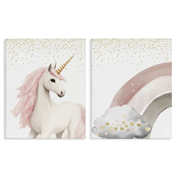 Stupell Industries Princess Dreams Unicorn & Rainbow 2 Piece Canvas Wall Art Set, design by Christine Simpson Art