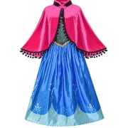 Princess Dress Anna Costume Dress Up Cosplay Cloak Snowflake 10
