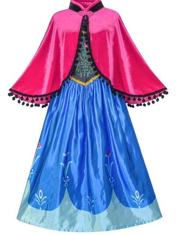 Princess Dress Anna Costume Dress Up Cosplay Cloak Snowflake 5