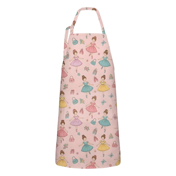 Princess Dress Ballet Pattern Apron-Garden Aprons for Women with Pockets-Cotton Linen Waterproof Kitchen Cooking Gardening Aprons Adjustable for Kitchen,Cooking,BBQ and Salon 33x27 Inch
