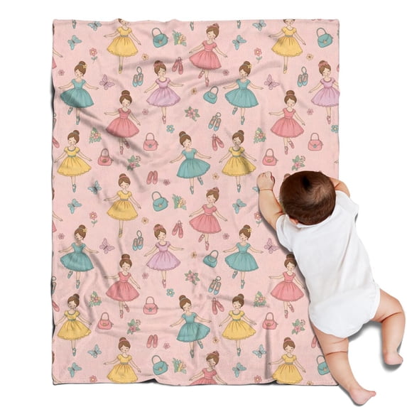 Princess Dress Ballet Pattern Blanket,Comfortable Soft Flannel Throw Blanket,All Season,Warm Lightweight Blankets for Sofa Bed Couch Living Room Chair,30"x40"