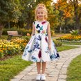 thumbnail image 1 of Princess Dress Girls Bow Design Floral Party Dress (White), 1 of 3