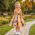 thumbnail image 1 of Princess Dress Girls Bow Design Floral Party Dress (Yellow), 1 of 3