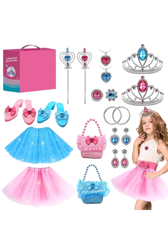 Princess Dress Up for Girls - Toddler Girls Role play for 3 4 5 6 7 Year Old - Pretend Play Birthday Christmas Gifts - Princess Dress Up for Girls 3-6