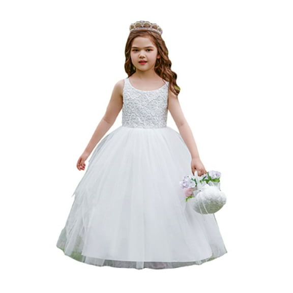Princess Dress Sleeveless Lilac Long Girls Pageant Dresses Kids Prom Puffy Tulle Ball Gown Girl Dress