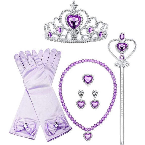 Princess Dress Up Accessories Gloves Tiara Crown Wand Necklaces Presents for Kids Girls