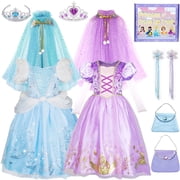 Princess Dress Up Clothes for Little Girls, Princess Cape Dress Accessories Trunk for Toddler 3T 4T Birthday Gift