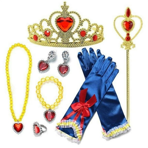 Princess Dress Up Party Accessories for Princess Costume Gloves Tiara Wand Necklace Earrings Bracelet and Ring Gift