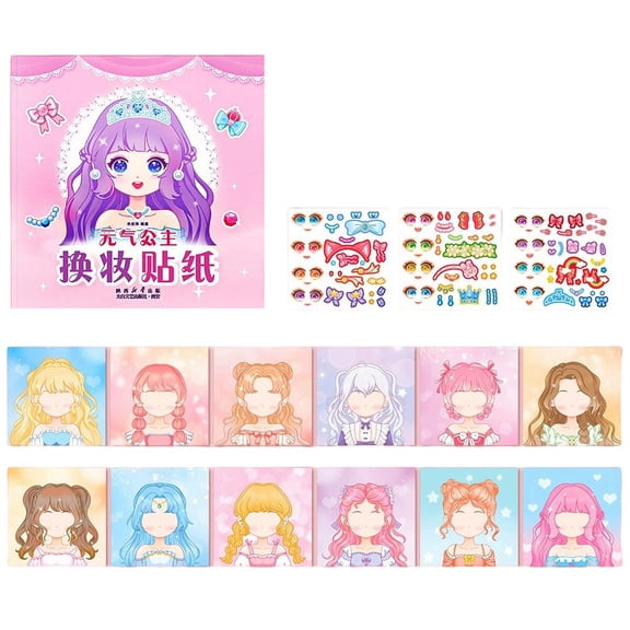 Princess Dress Up Sticker Book, Cute Makeup Sticker Activity Book, Educational Puzzle Toy for Girls Ages 3-6