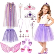 Lictin Princess Girls Dress Up Toys, 20 Pcs Princess Costume Dress Pretend Play Set for Girls, Birthday Gifts for Toddlers Kids 3 4 5 6+