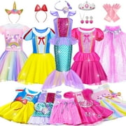 Princess Dress Up for Girls - Dress up Clothes for Toddler Girl, Princess Toys Christmas Birthday Gifts for 3 4 5 6 7 Little Girls