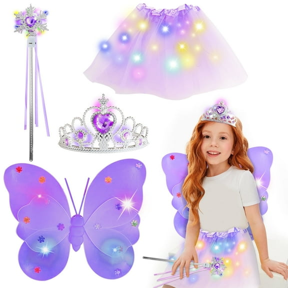 Princess Dress Up for Toddlers 3 4 5 6 Year Old, Princess Toys for Girls 3-6, Light Up Butterfly Wings Toddler Toys Age 3 4 5 6