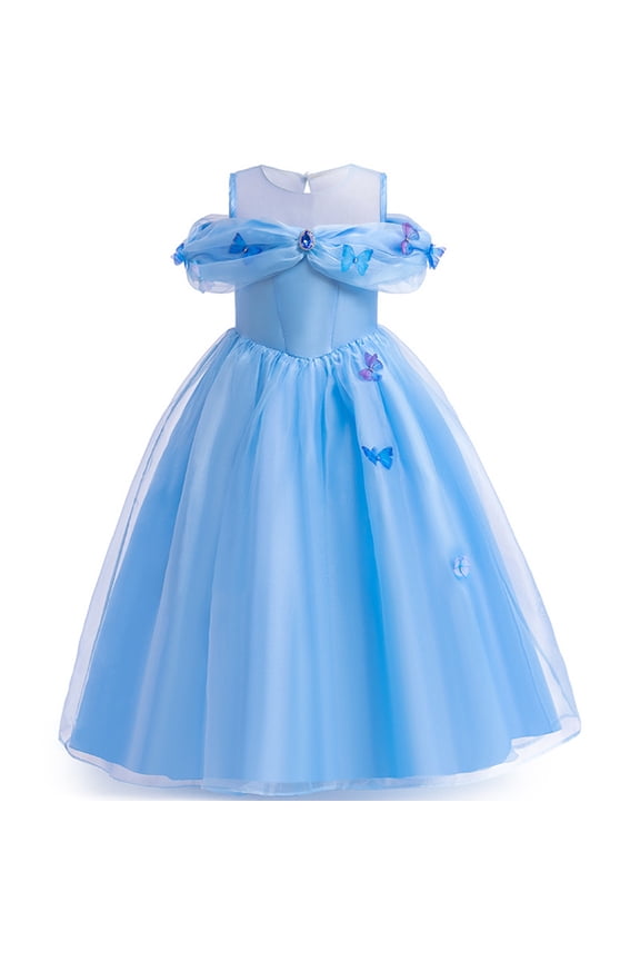 Princess Dress for Girls Princess Costume Blue Fancy Dress Up for Halloween Cosplay Party Outfits Carnival