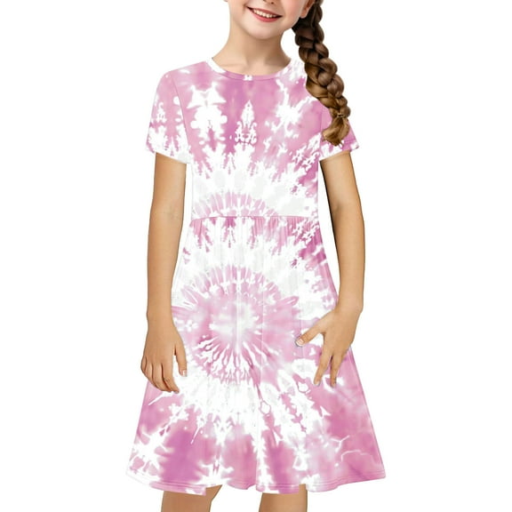 Princess Dresses for Girls Girls Summer Dresses Loose Casual Tshirt Dress Short Sleeve A-Line Flowy Sundress Gradient Print Stretchy Dress Girls Dress Long Sleeve 13Y