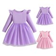 thumbnail image 1 of Princess Dresses for Girls Toddler Girls Tutu Dresses Long Sleeve Ruffle Fall Winter Holiday Star Sequin Tulle Dress 2-6Y, 1 of 5