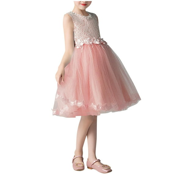 Princess Dresses for Toddler Girl Floral-Embroidered Gowns Summer Sleeveless Children's Performance Clothing Show Dresses
