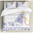 thumbnail image 1 of Princess Duvet Cover Set King Size, I am the Princess Lettering Birthday Girl Celebration, Decorative 3 Piece Bedding Set with 2 Pillow Shams, Pink Yellow Lavender Blue Blue Violet, by Ambesonne, 1 of 3