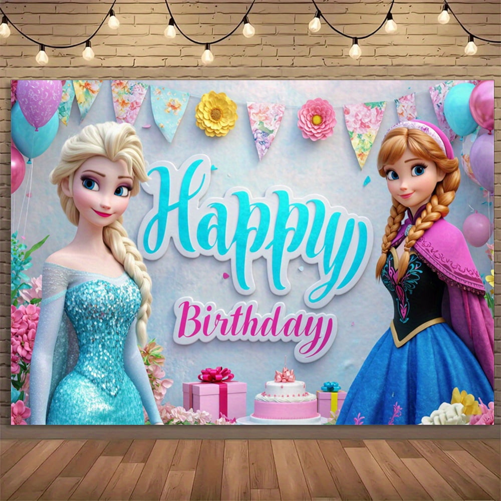 Princess Elsa and Princess Anna of Ice and Snow, rectangular birthday ...