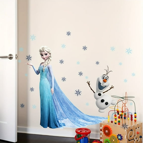Princess Elsa Wall stickers -PVC stickers with snowflakes, self-adhesive and reusable, perfect for decorating children's bedrooms
