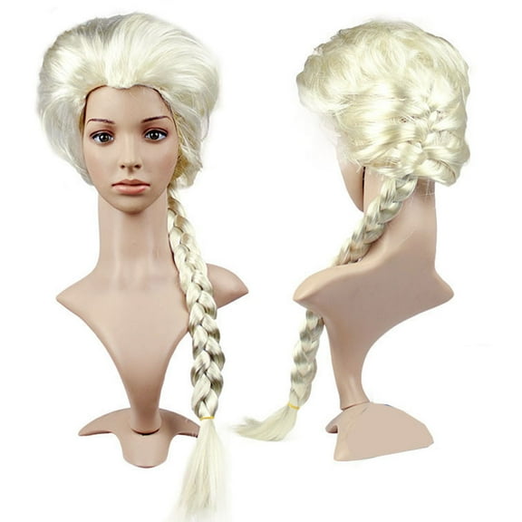 Princess Elsa Wig Halloween Dress Up Costume Cosplay Accessories for Kids Girls